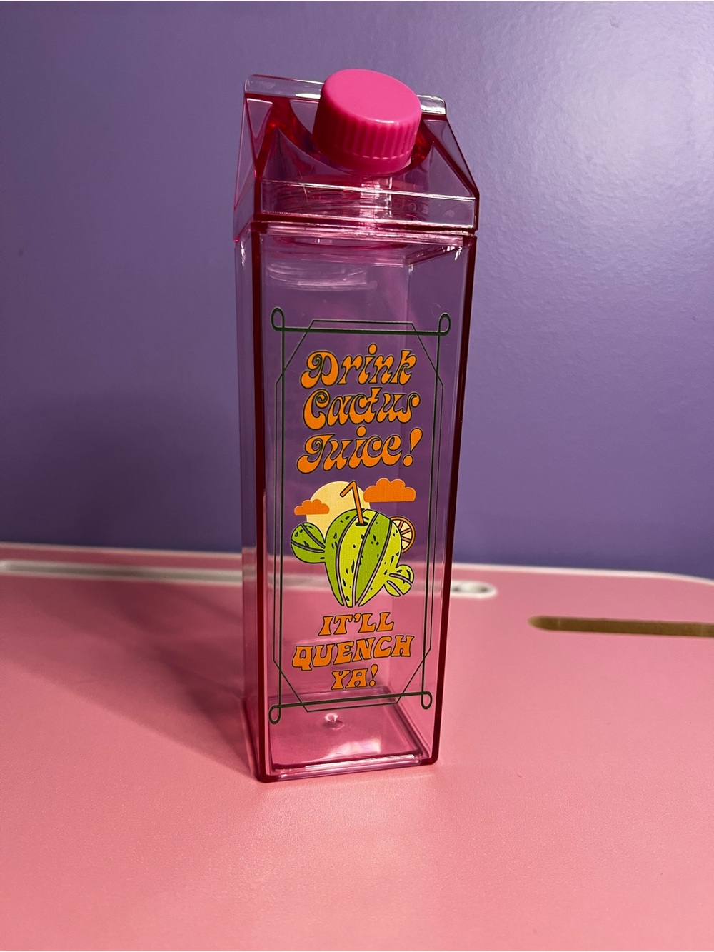 “Cactus Juice” Milk Carton Shaped Water Bottle